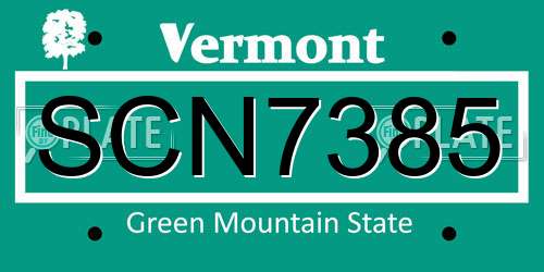 SCN7385 Vermont License Plate