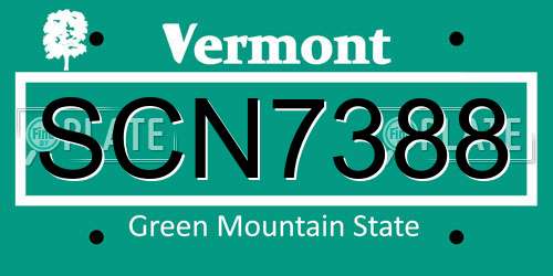 SCN7388 Vermont License Plate