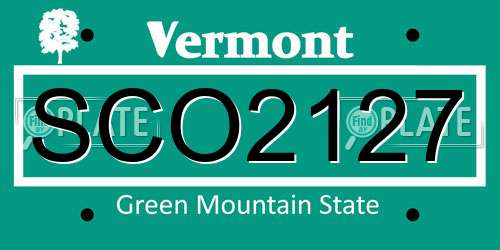 SCO2127 Vermont License Plate