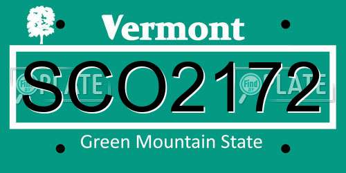 SCO2172 Vermont License Plate