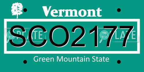 SCO2177 Vermont License Plate