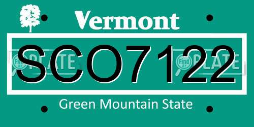 SCO7122 Vermont License Plate