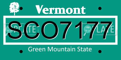 SCO7177 Vermont License Plate