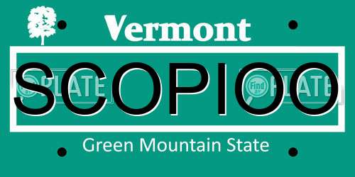 SCOPIOO Vermont License Plate