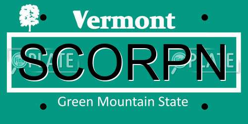 SCORPN Vermont License Plate
