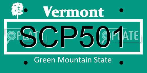 SCP501 Vermont License Plate
