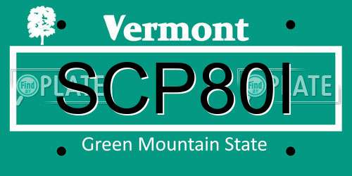 SCP80I Vermont License Plate