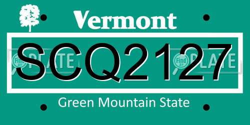 SCQ2127 Vermont License Plate