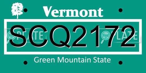 SCQ2172 Vermont License Plate