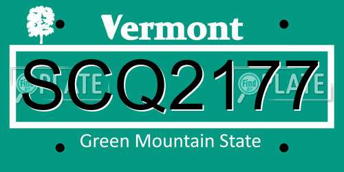 SCQ2177 Vermont License Plate