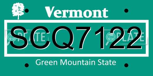 SCQ7122 Vermont License Plate