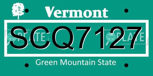 SCQ7127 Vermont License Plate