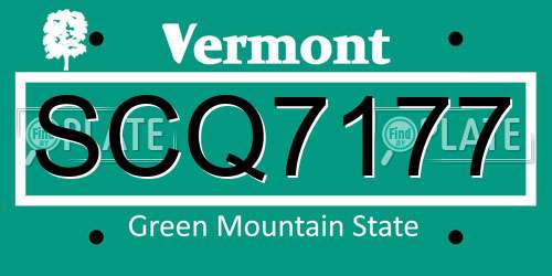 SCQ7177 Vermont License Plate