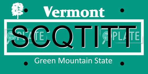 SCQTITT Vermont License Plate