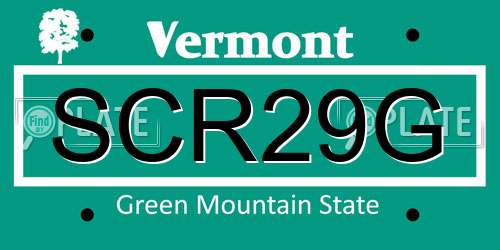 SCR29G Vermont License Plate