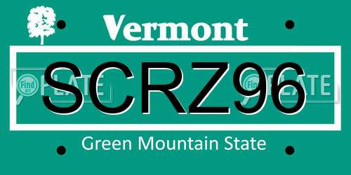 SCRZ96 Vermont License Plate