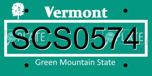 SCS0574 Vermont License Plate