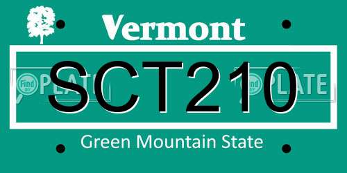 SCT210 Vermont License Plate