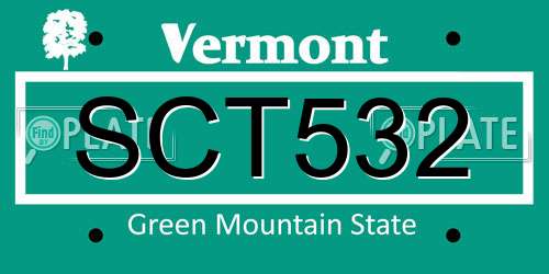 SCT532 Vermont License Plate