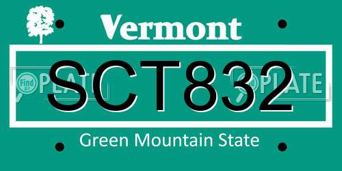 SCT832 Vermont License Plate