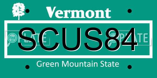 SCUS84 Vermont License Plate