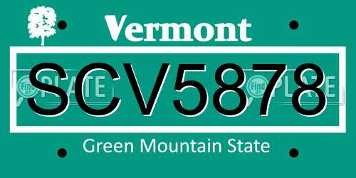SCV5878 Vermont License Plate