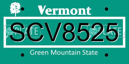 SCV8525 Vermont License Plate