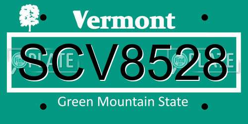 SCV8528 Vermont License Plate