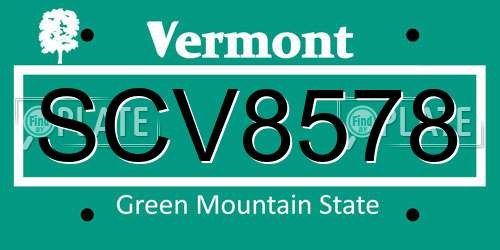 SCV8578 Vermont License Plate