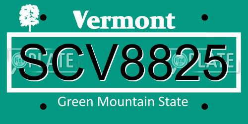 SCV8825 Vermont License Plate