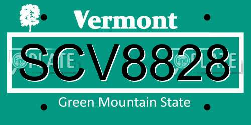 SCV8828 Vermont License Plate