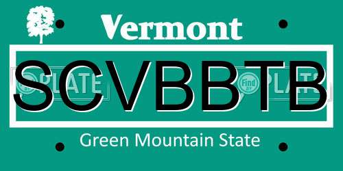 SCVBBTB Vermont License Plate