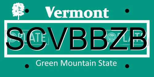 SCVBBZB Vermont License Plate