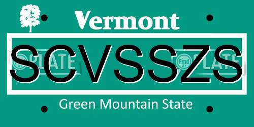 SCVSSZS Vermont License Plate