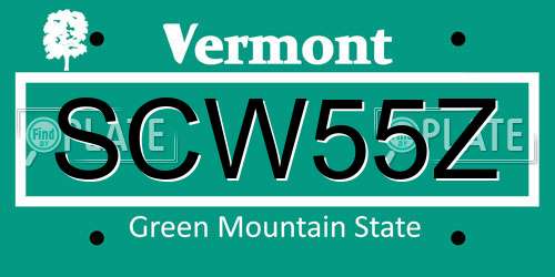 SCW55Z Vermont License Plate