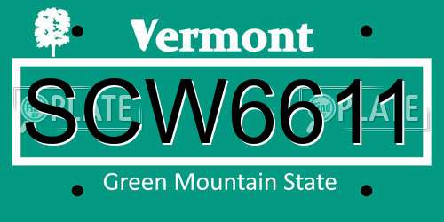 SCW6611 Vermont License Plate
