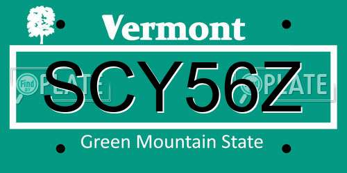SCY56Z Vermont License Plate