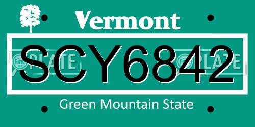 SCY6842 Vermont License Plate