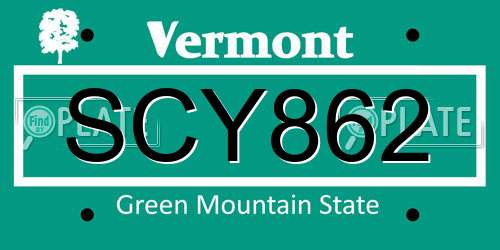 SCY862 Vermont License Plate