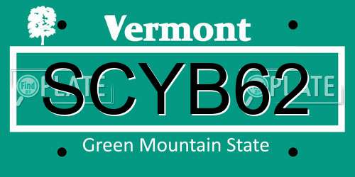 SCYB62 Vermont License Plate