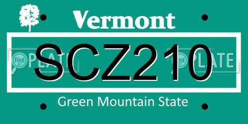 SCZ210 Vermont License Plate