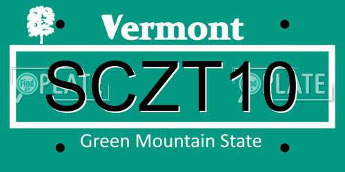 SCZT10 Vermont License Plate