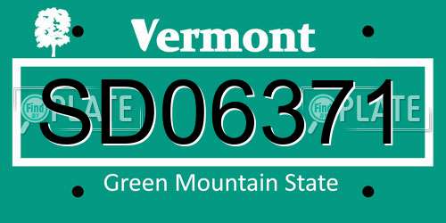 SD06371 Vermont License Plate
