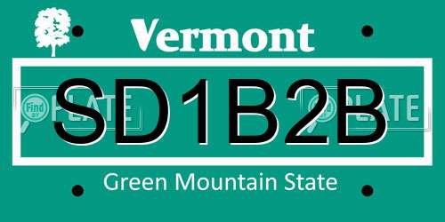 SD1B2B Vermont License Plate