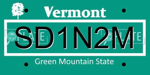 SD1N2M Vermont License Plate