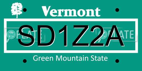 SD1Z2A Vermont License Plate