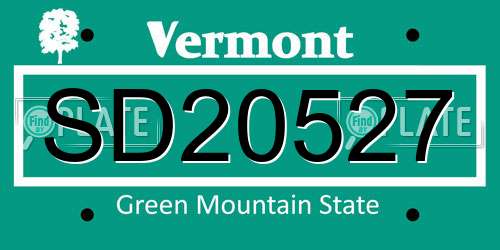 SD20527 Vermont License Plate