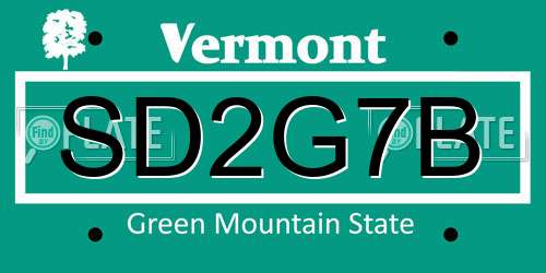 SD2G7B Vermont License Plate