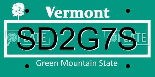 SD2G7S Vermont License Plate