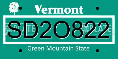 SD2O822 Vermont License Plate